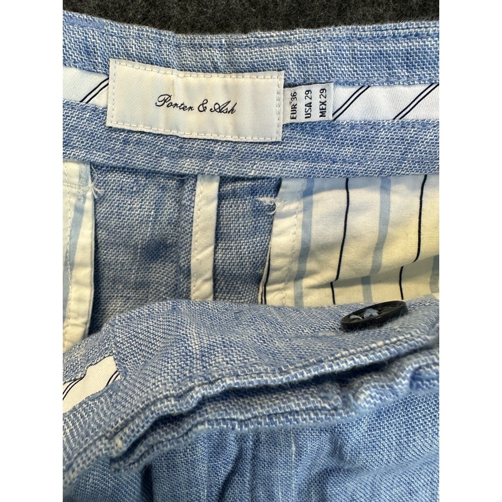 Porter & Ash 100% Linen Heather Blue 9" Inseam Shorts Men's Size 29 Casual Beach - Picture 6 of 16
